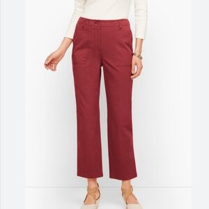 NWT High Waist Patch Pocket Crop Talbots Size 10P Wine Straight Leg 22.5" Inseam